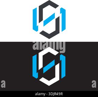 NS Letter Vector Logo Design With Blue And Gray Colour hexagon icon vector Stock Vector