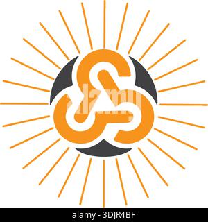 Three Intertwined Circles royalty-free images logo design sun logo three sun logo Stock Vector