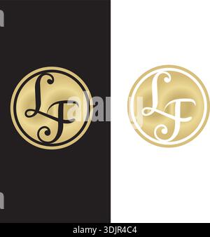 Letter F Logo Luxurious Sign with Golden Luxury Color and Monogram Symbol Pro Vector Stock Vector