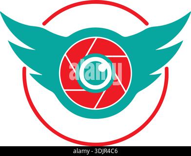 eyes logo design eye and wing on circle shape  illustration Pro Vector Stock Vector