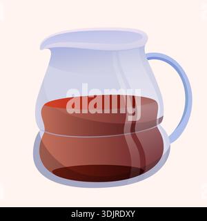 Transparent glass pitcher filled with dark liquid on light background Stock Vector