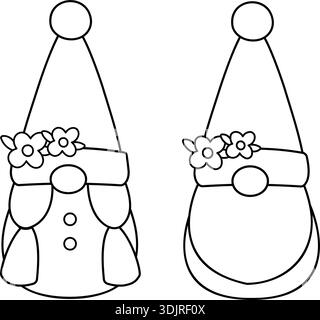 Easter Gnomes Coloring Page and Template Set. Cute spring Gnomes ...