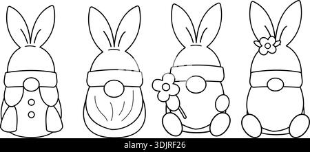 Easter Gnomes Coloring Page and Template Set. Cute spring Gnomes ...