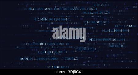 Matrix binary code background with data stream and neon glow for cybersecurity, network technology futuristic digital wallpaper. Abstract encryption algorithms, AI concept blue grid vector texture. Stock Vector