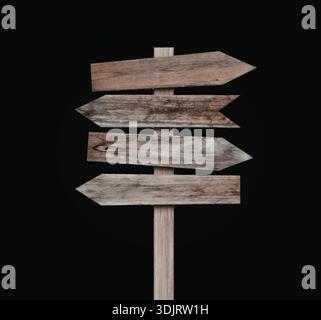 A wooden signpost with multiple arrows pointing in various directions ...