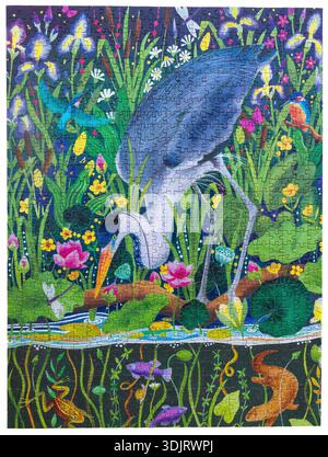 A Completed 750-piece Jigsaw Puzzle of The Garden of Earthly Delights by CAECO. Stock Photo