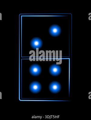 Vector isolated illustration of dominoes with neon effect. Stock Vector