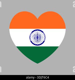 India flag. National flag of India heart shaped sign, symbol. Flag of India badge in heart shape. Stock Vector