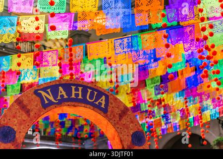 Altars, offerings, skeletons and decorations during the Day of the Dead celebration in Mexico. Stock Photo