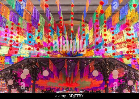 Altars, offerings, skeletons and decorations during the Day of the Dead celebration in Mexico. Stock Photo