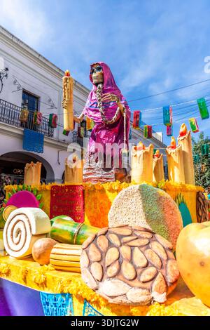 Altars, offerings, skeletons and decorations during the Day of the Dead celebration in Mexico. Stock Photo