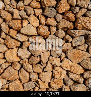 Detail of a dry stone wall as an abstract texture. Natural stones composing an interlocking boundary wall. Favignana, Aegadian Islannds, Sicily, Ital Stock Photo