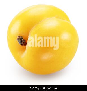 Ripe yellow chinese plum isolated on white background. File contains clipping path. Stock Photo