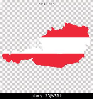 Map of Austria filled with national flag colors, isolated on transparent background. Political map silhouette suitable for geography, travel, educatio Stock Vector