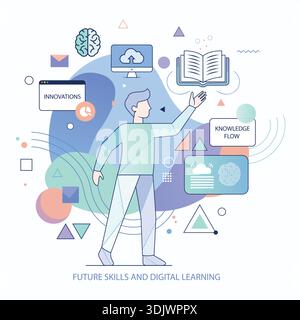 Future Skills and Digital Learning Journey Stock Vector