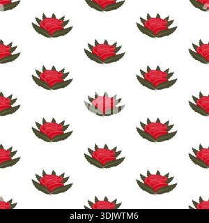A composition of bright red roses. Seamless pattern. Vector illustration. Stock Vector