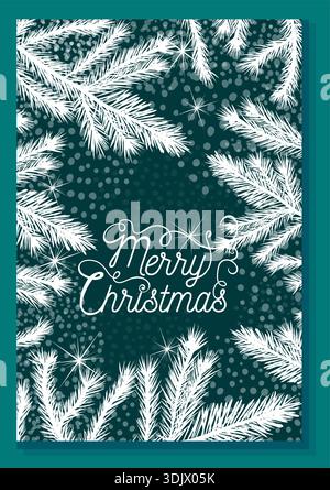 Merry Christmas Card design with fir branches. Vector illustration ...
