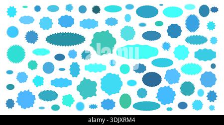 Set of wavy blue blob shapes. Monochrome fluid spots and organic islands for cool backgrounds, minimal layouts and monochrome graphics. Irregular blobby silhouettes vector illustration. Stock Vector