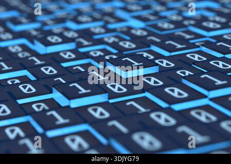 Internet communication. Binary coding. 3D illustration Stock Photo