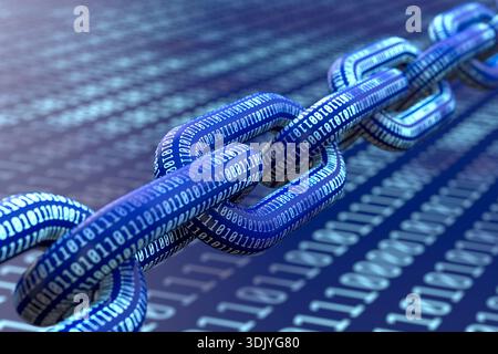 Internet communication. Binary coding. 3D illustration Stock Photo