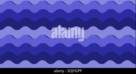 A smooth and modern seamless pattern featuring horizontal wavy lines in shades of purple and violet. Stock Vector