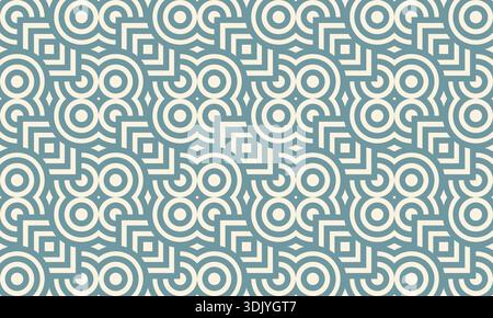 A high-quality seamless geometric vector pattern featuring an intricate arrangement of interlocking concentric circles and diamond shapes. Stock Vector