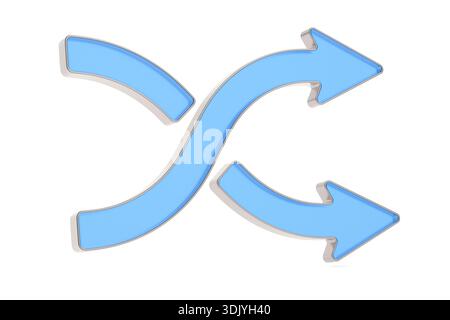 Shuffle icon. Crossed arrows icon on white background. Isolated 3d illustration Stock Photo