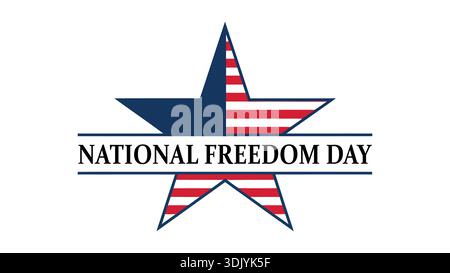 National freedom day poster with patriotic star symbol in red white blue colors on white background Stock Vector