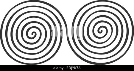 Double doodle swirl shape isolated on white background. Hypnotic optic illusion design element. Brain work concept. Whirlpool, dizzy or tornado symbol. Vector graphic illustration. Stock Vector