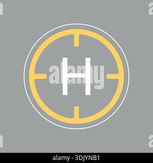 Helipad symbol on a gray background. This is a landing area for helicopters. Stock Vector