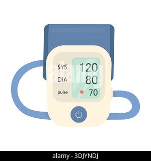 Electronic tonometer on a white background. Measuring blood pressure. Medical equipment. Stock Vector