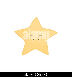Star fruit slice on a white background. Tropical fruits. Healthy eating. Stock Vector