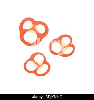 A slice of hot red pepper on a white background. Chopped vegetables. Vegetables for salads and dishes. Culinary ingredients. Stock Vector