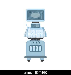 Ultrasound machine on a white background. Medical equipment. Elements of disease diagnosis. Stock Vector