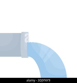 Clean water flows from the pipe. Elements of the city's water supply. Stock Vector