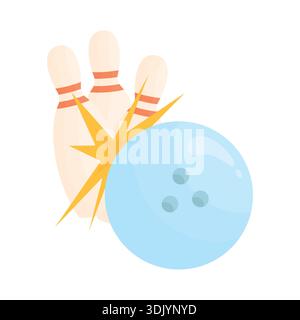 A bowling ball hitting pins. Bowling symbol. Strike in bowling. Stock Vector