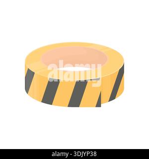 A roll of warning tape on a white background. Tape for marking dangerous areas. Stock Vector