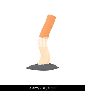 Extinguished cigarette on a white background. Smoking cessation concept. Stock Vector