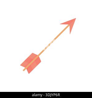 Red wooden arrow on a white background. Medieval elements. Ancient weapons. Archery. Stock Vector