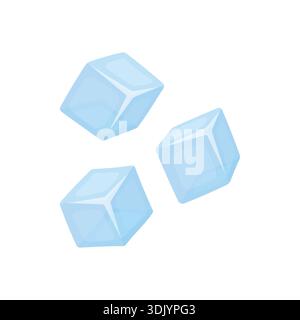 Three ice cubes isolated on a white background. Bar elements. Stock Vector