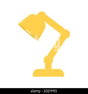 Table yellow lamp. Workplace elements. Stock Vector
