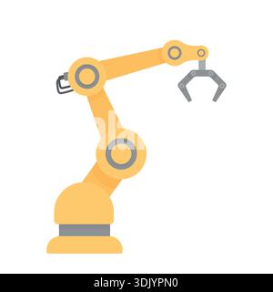 Automated yellow robotic arm, Industrial tools mechanical robot arm machine hydraulic equipment automotive. Stock Vector