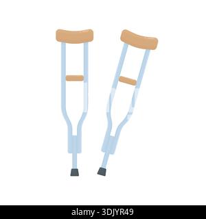 Crutches for supporting injured and elderly people. Crutches for walking, orthopedic medical equipment. Stock Vector