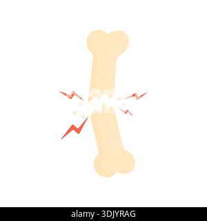 Bone fracture icon. Bone injuries. Broken human bone Stock Vector