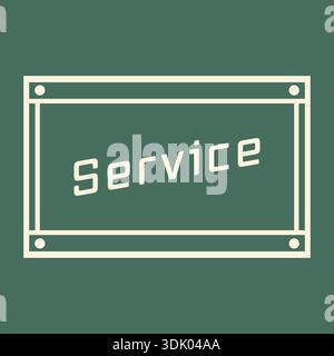 Simple framed panel label with service text centered on a muted green background Stock Vector