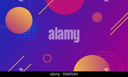 Abstract geometric background with blue and purple gradients colorful circles halftone patterns. Stock Vector