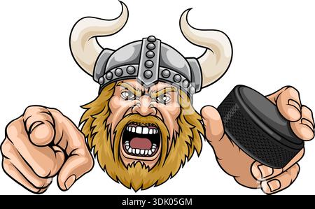 Viking Ice Hockey Sports Team Mascot Man Stock Vector