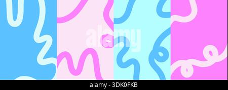 Vibrant abstract design featuring curved lines and gradient waves. Colorful background with flowing ribbon shapes. Ideal for modern graphics, posters Stock Vector