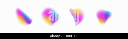 Gradient noise abstract shape with grainy texture and soft color blur. Modern mesh design featuring blue, red, and yellow hues in flowing organic Stock Vector