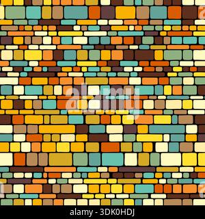 Abstract background with a multi coloured hand drawn brick design Stock Vector